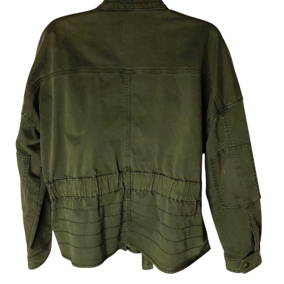 Gap Short Trench Coat Jacket Sz S Army Green Utility Tie Waist Casual Grunge - Picture 5 of 9